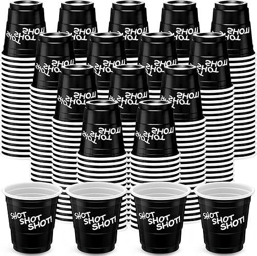 Lounsweer 200 vasos de chupito de plástico de 2 onzas, vasos desechables para fiesta, mini tazas para despedida de soltera, cumpleaños, degustación