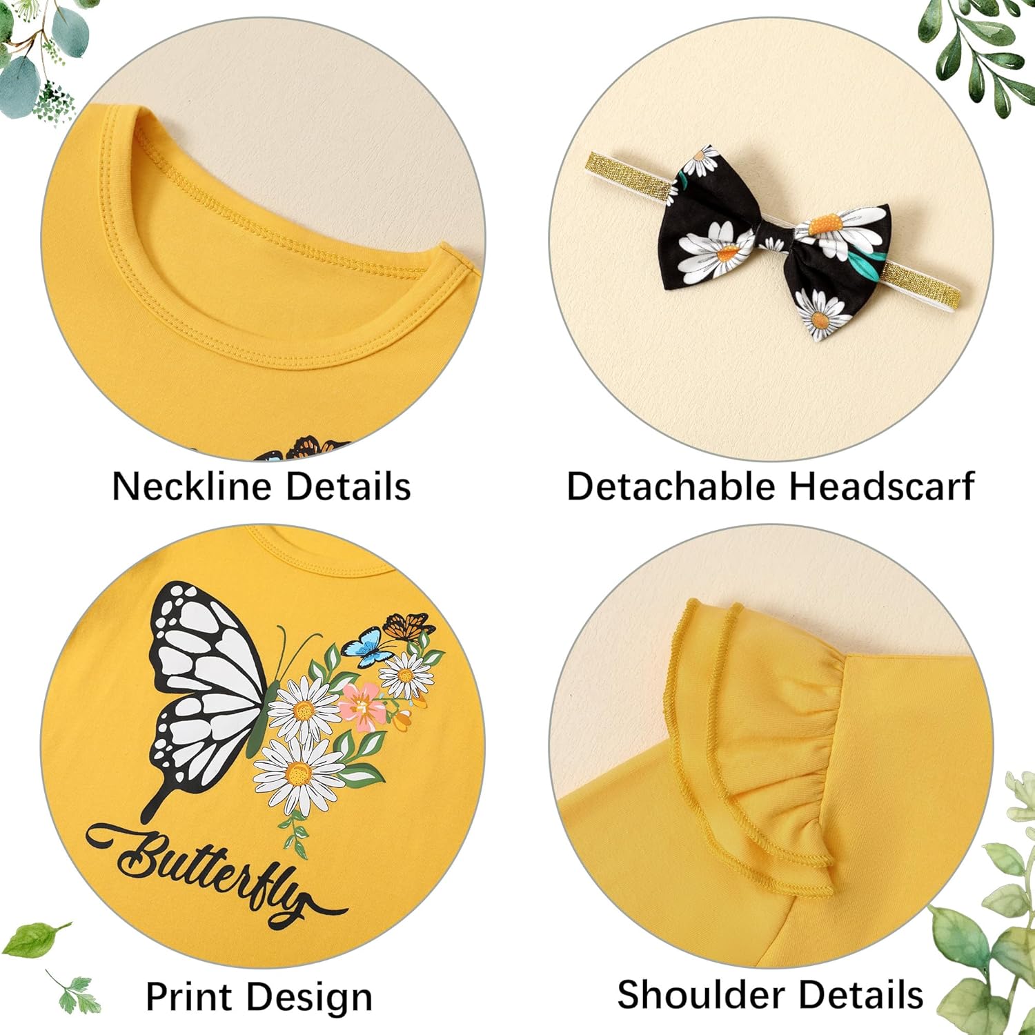 Coco&RARA Toddler Girl Clothes Long Sleeves Ruffle Print Top+Floral Pants+Headband 3Pcs Fall/Winter Outfits Set 18M-6T - Image 4