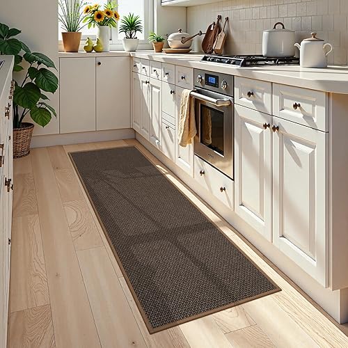 Miniatura 8 de KIMODE Alfombras de cocina de granja de 20 x 60 pulgadas, antideslizantes, lavables, naturales, absorbentes, para suelo, fregadero delantero, color