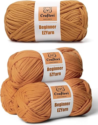 Craftori EZYarn - Hilo para ganchillo y tejer para principiantes, puntadas fáciles de ver, mezcla de algodón y nailon, hilo mediano #4 (7.05 oz)