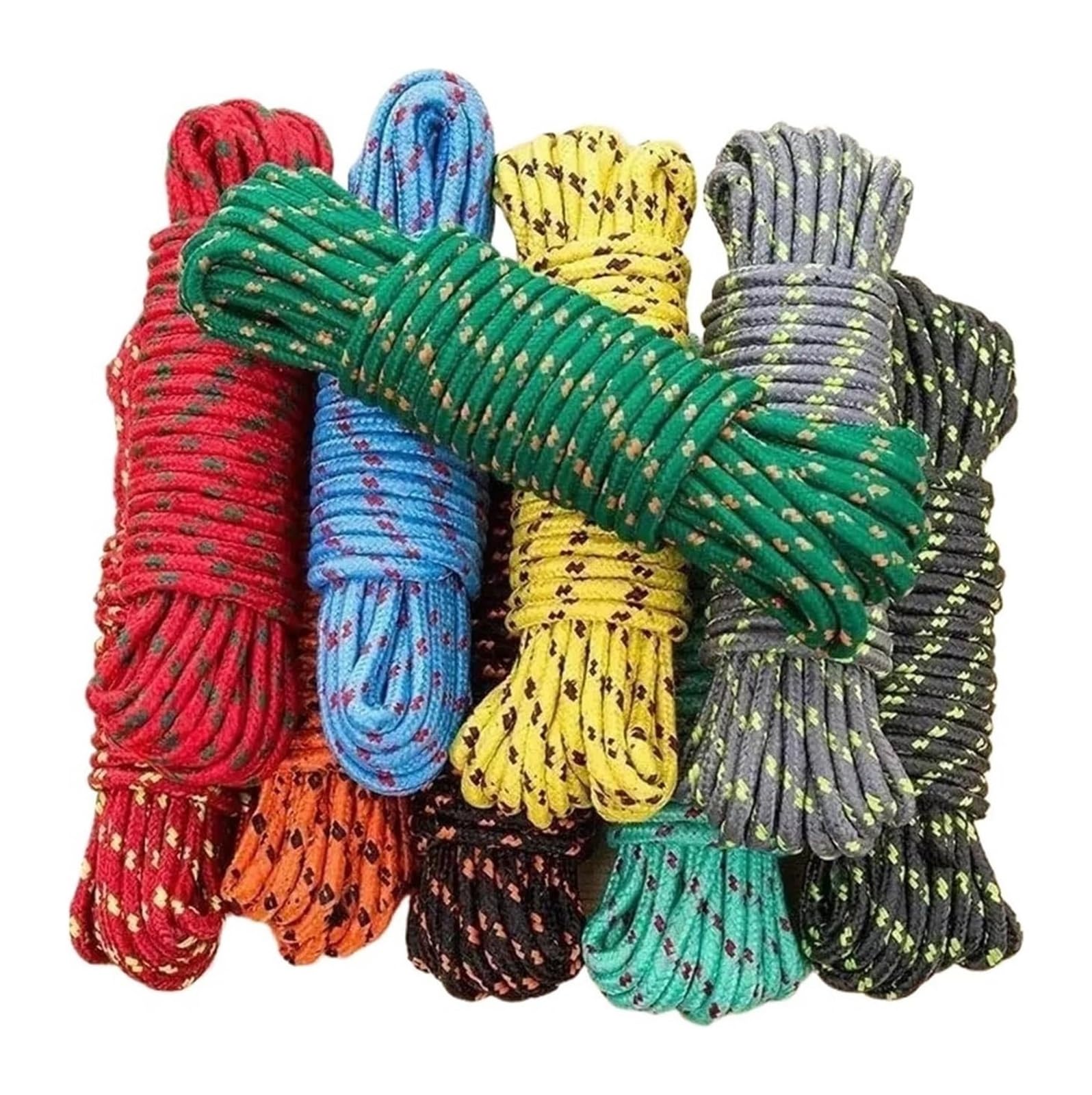 Corde à Linge Portable d'extérieur, Corde à Linge en Nylon tissé la Main, 10m, antidérapante, résistante l'usure, 1 10 Paquets(10meter x 10pcs)
