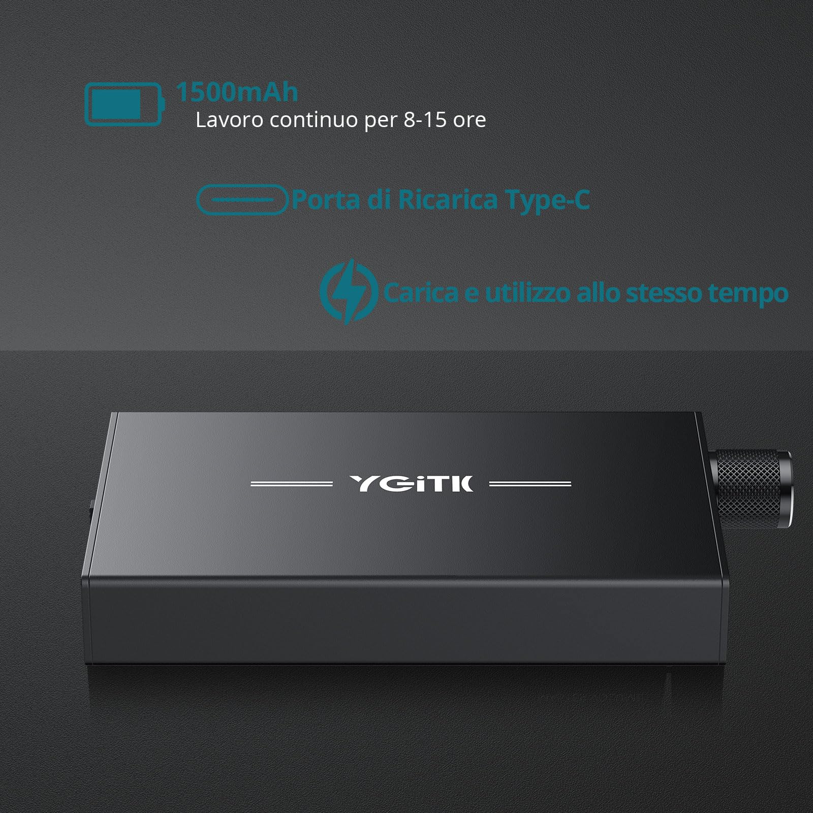 Amplificatore Hifi per Cuffie Portatile 16-300Ω, 1500mAh con 8h di Riproduzione, Interfaccia Type-C,Jack Audio 3.5mm,Carcassa in Alluminio,Compatibile con MP3/Smartphone/Laptop/PC