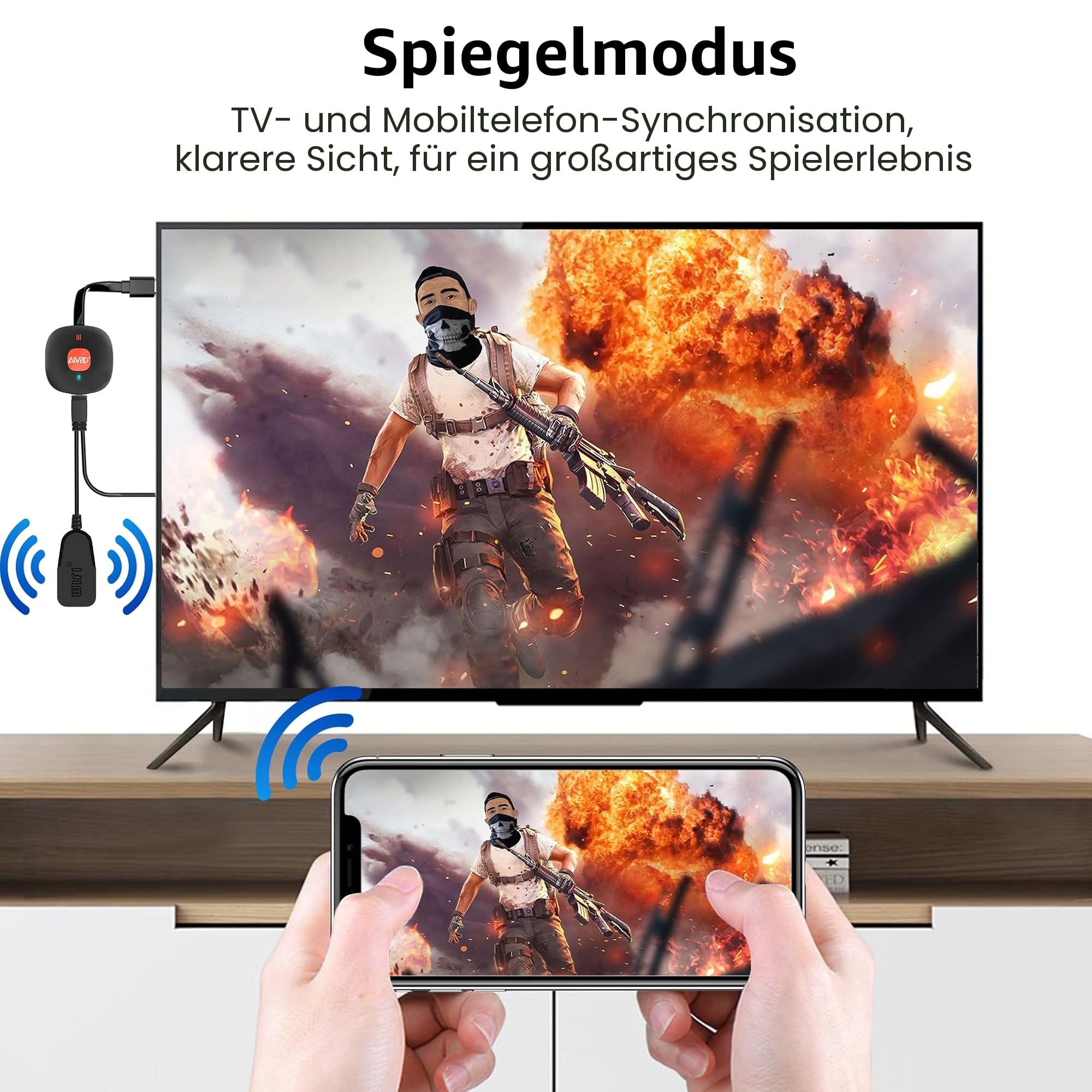 4K Miracast Wireless HDMI Dongle für TV/Beamer/Monitor, Wireless Display Adapter WLAN Dongle mit Screen Mirror, Video-Unterstützung für Miracast/DLNA/Air Play mit i-Phone/i-Pad/Tablet/Laptop
