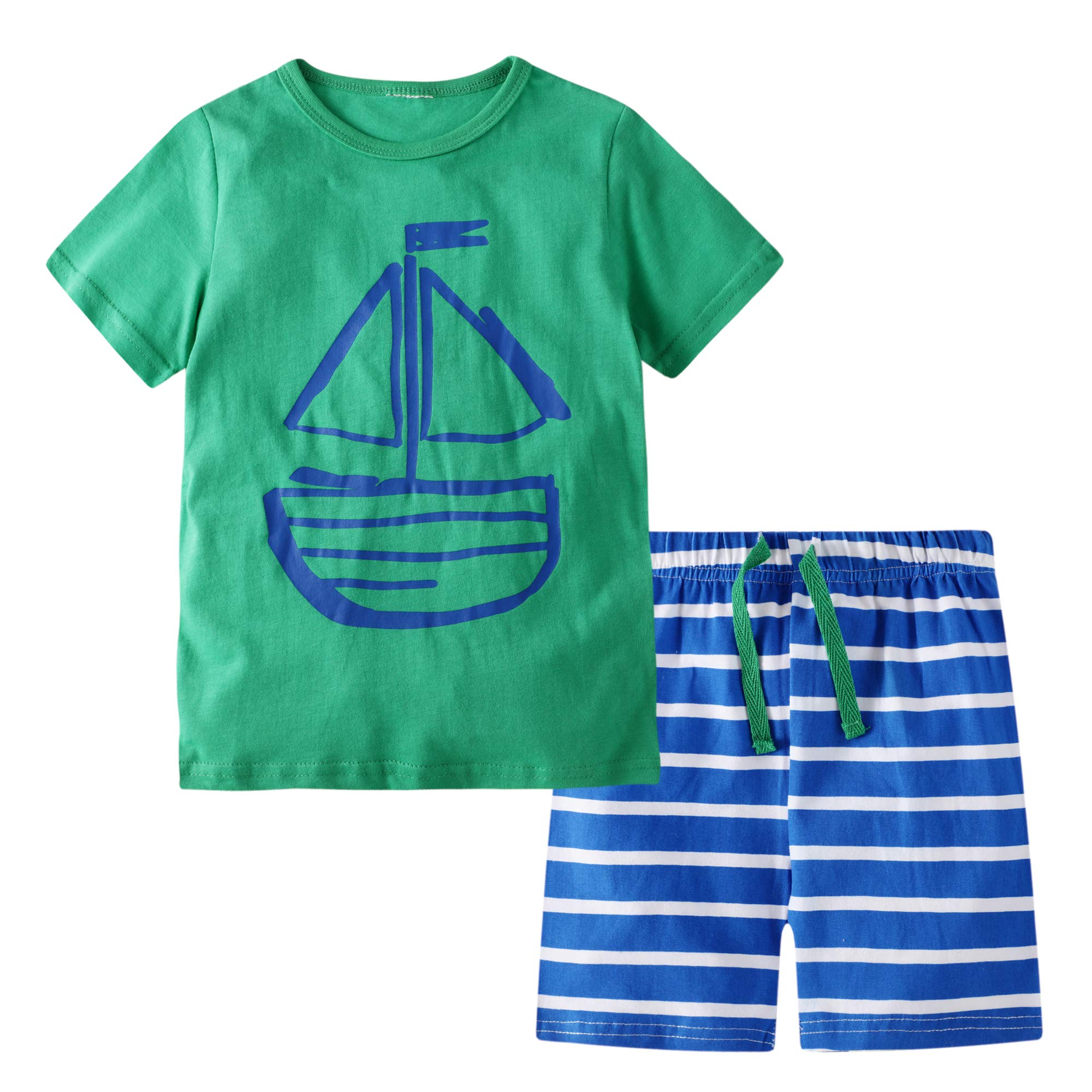 BIBNice Toddler Boys Clothes Kids Summer Short Sleeve Cotton Outfits Little Boys Clothing Sets Size 5T