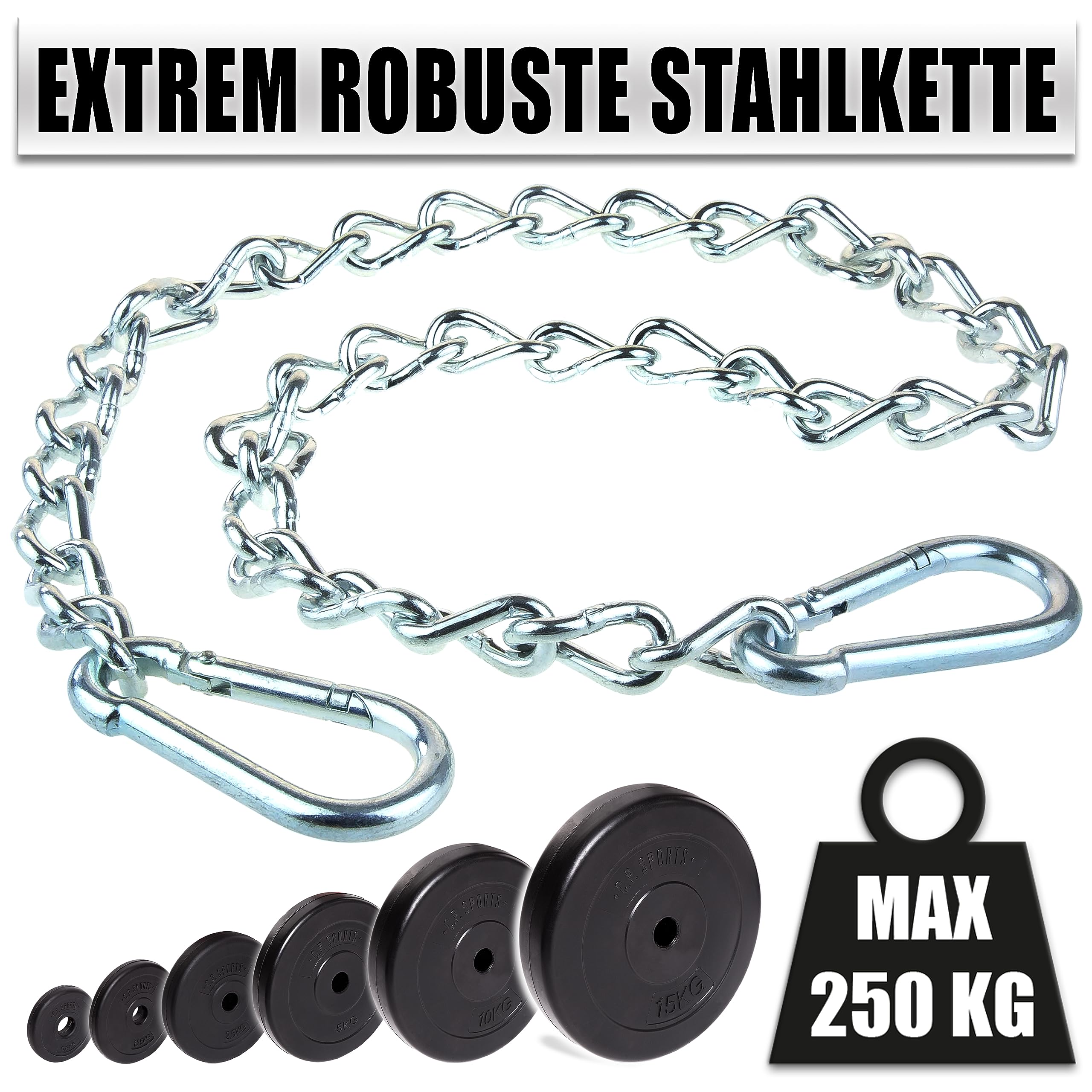 C.P.Sports Premium Dip Belt | Professional Dip Belt - Cintura per dip fino a 250 kg per trazioni, squat, fitness, allenamento della forza, bodybuilding, palestra
