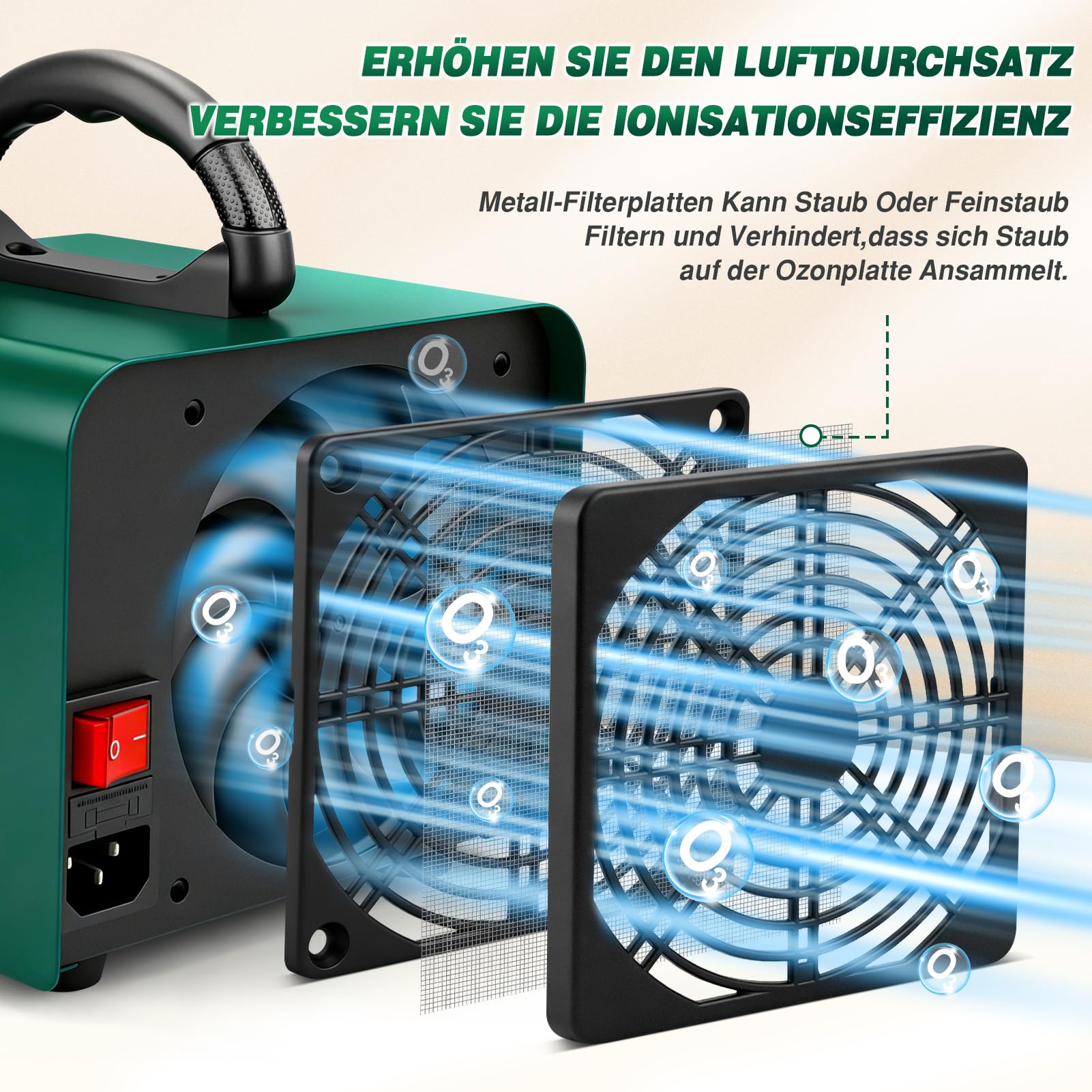 Ozongenerator 30000mg/h, Ozonisator Industrieller Ozongerät O3 Ozon Luftreiniger mit 120 Min Timer für 300㎡ Geruchskiller Geruchsneutralisierer für Auto Garagen Wohnung Hotels Küche Haustiere Gerüche