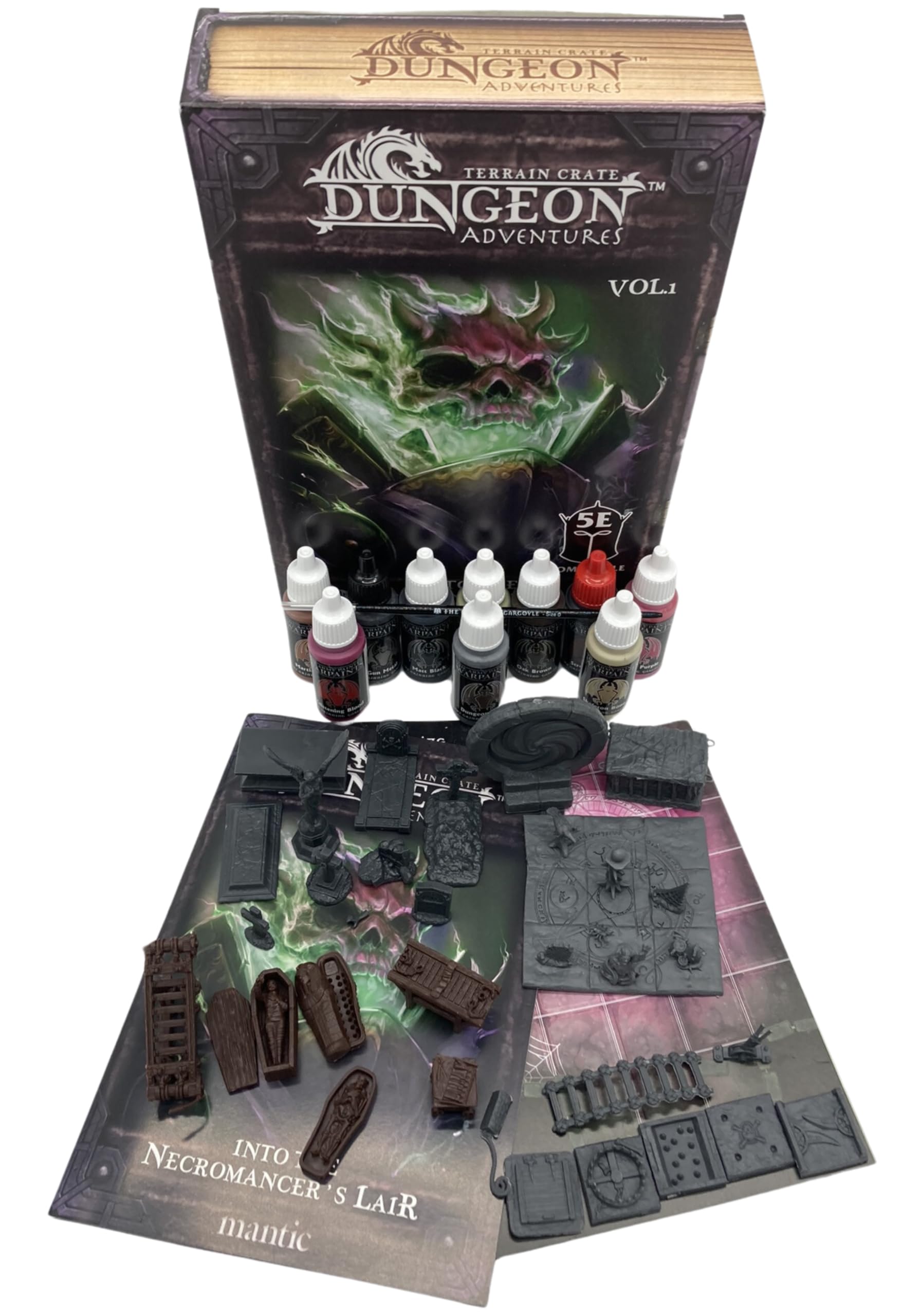 Sponsored Ad – Grinning Gargoyle - Dungeon Adventure 1 – Necromancers Lair – Dungeons and Dragons 5E Adventure – Adventure Mat – DnD Terrain x35 - Army Paint Set x10 Paints - Paint Brush - DnD Accessories