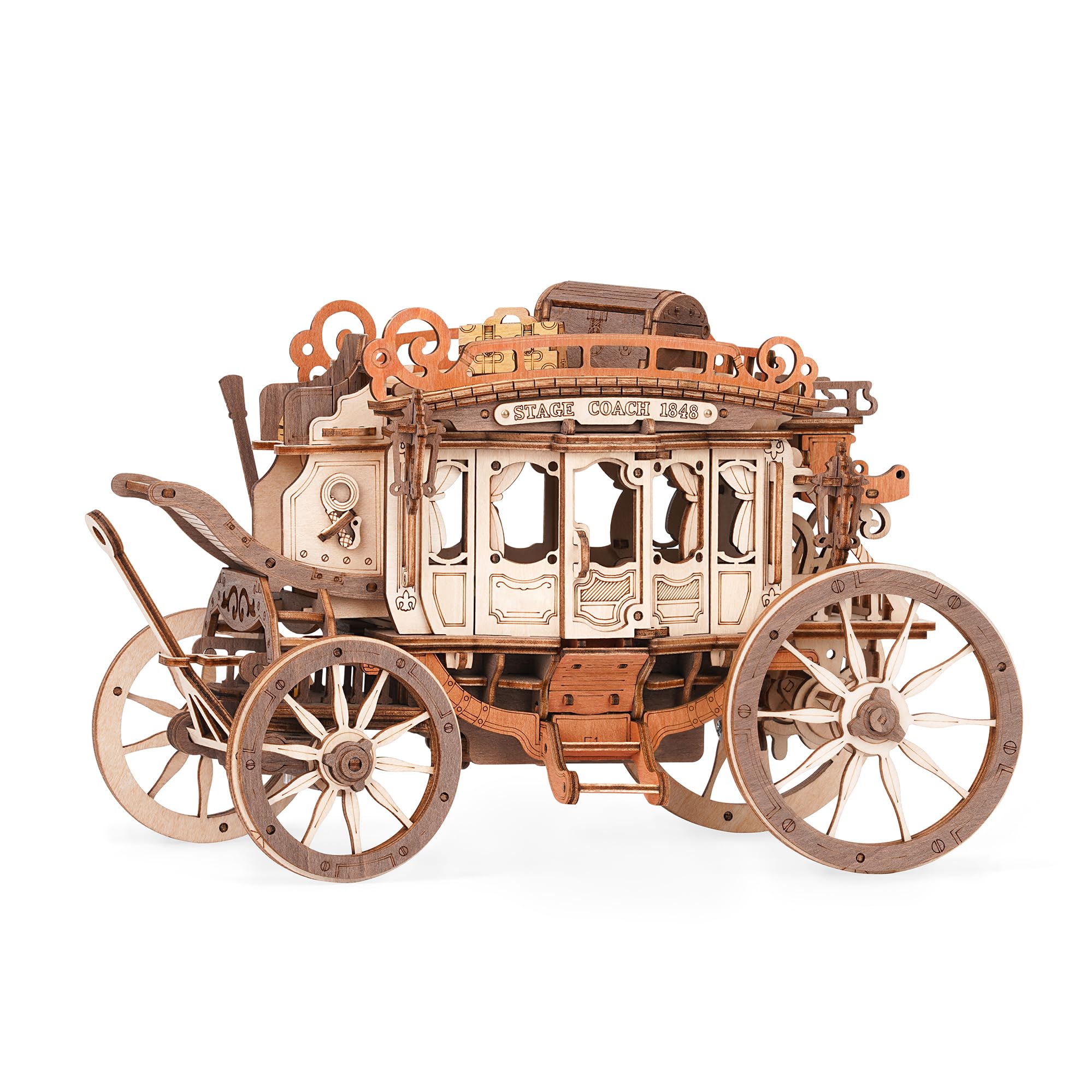 3D Wooden Puzzles for Adults, 3D Puzzle Music Box, Model Car STEM Kits, Models for Adults to Build, Valentines Day/Birthday Gifts（Stagecoach）