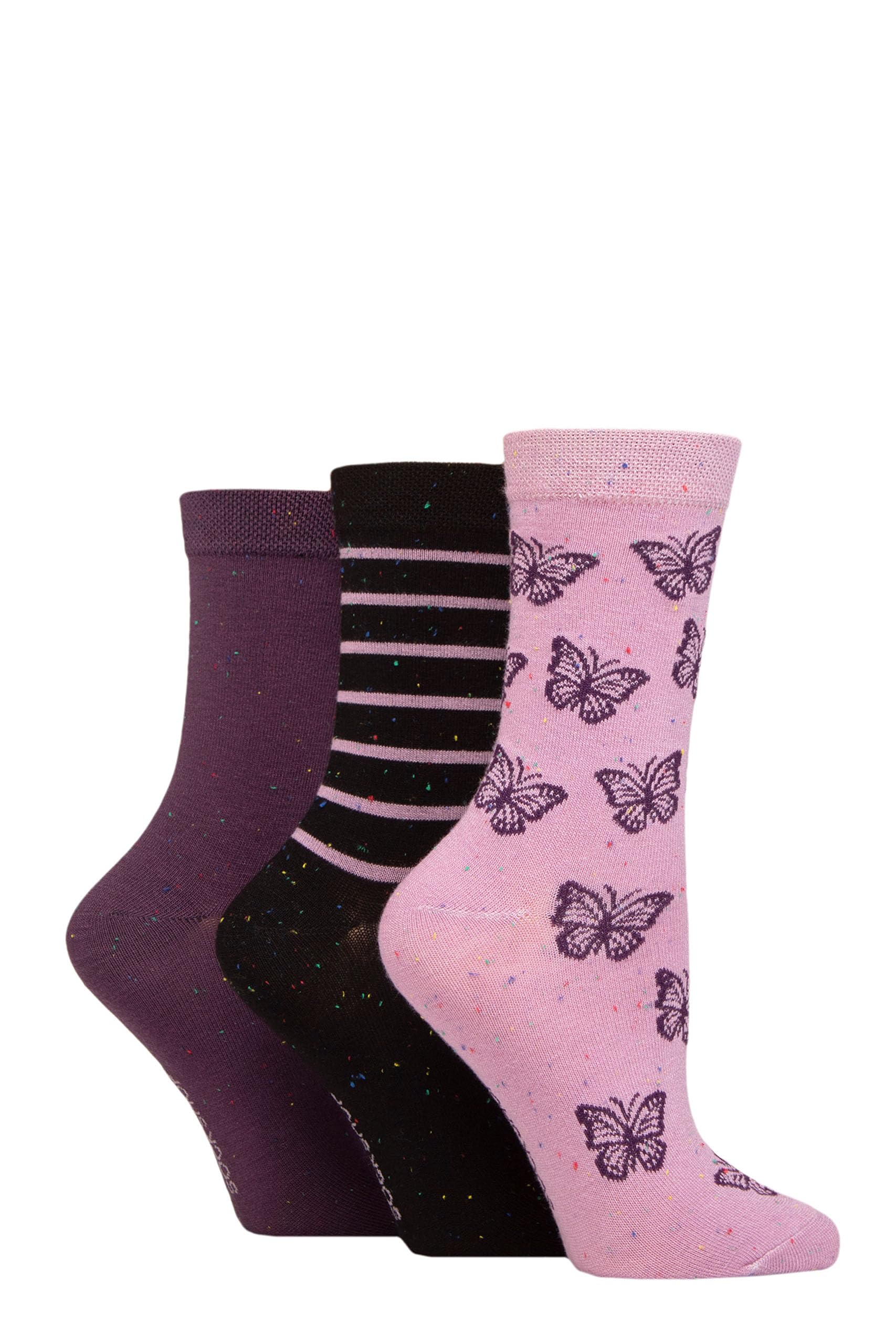 SockShop Ladies Speckled Soft, Breathable & Cooling Bamboo Socks in a Multipack of 3 Pairs Casual Day to Day Wear (as8, numeric, numeric_4, numeric_8, regular, regular, Smokey Pink)