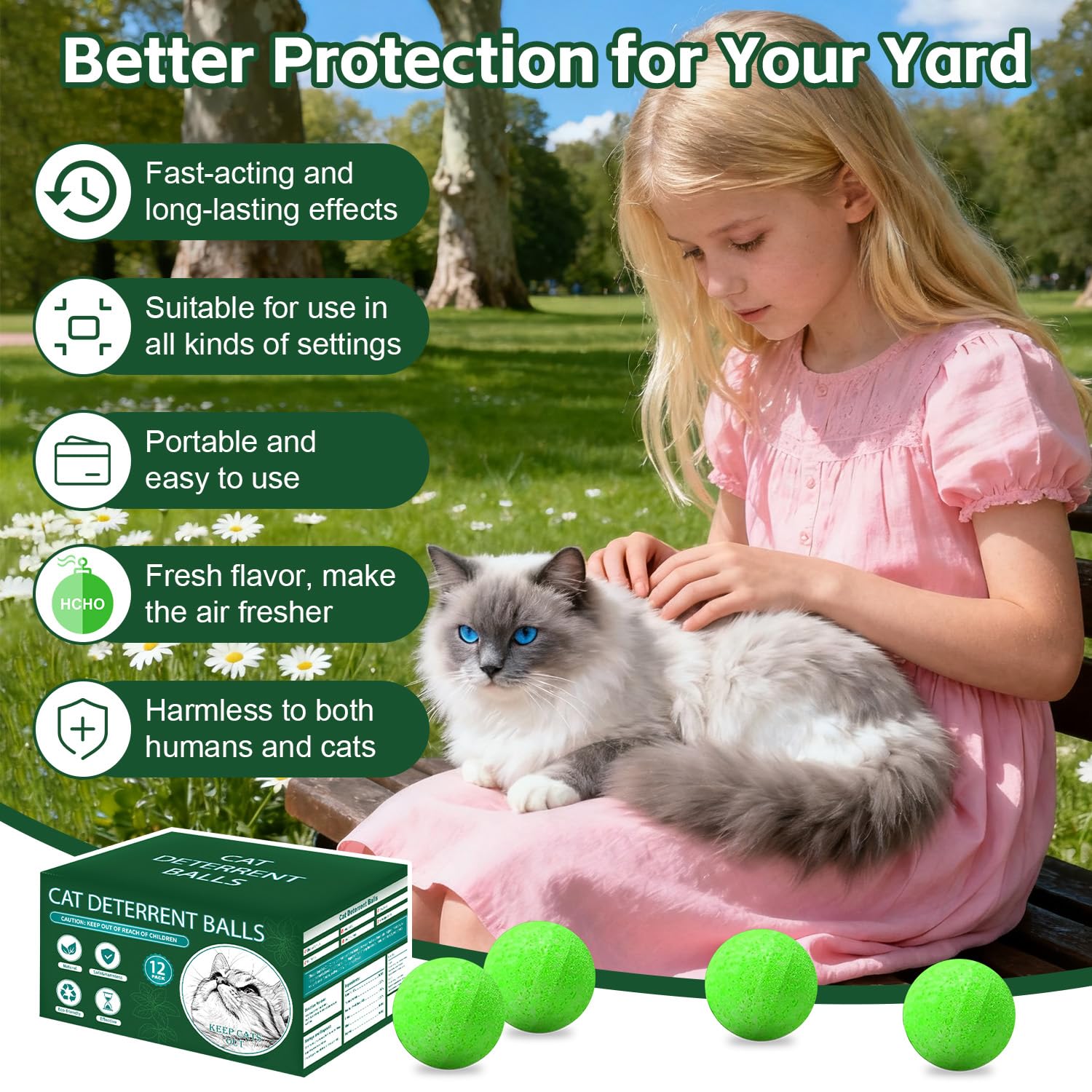 QUSUKO Cat Repellent Outdoor to Keep Cats Away (12Pack) Natural Peppermint Oil Cat Deterrent Outdoor and Indoor (Green) — view 5