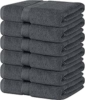 Simpli-Magic 6-Pack Gray Cotton Bath Towels 25x50 Inch - Ultra Soft, Highly Absorbent, Quick-Dry Luxury Set