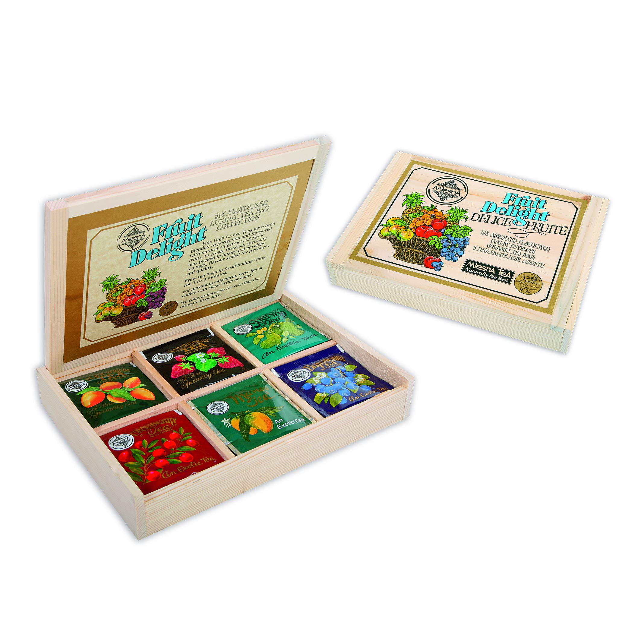 Confezione Regalo Tè Mlesna Ceylon Tea | Scatola in Legno da 30 Filtri | FRUIT DELIGHT