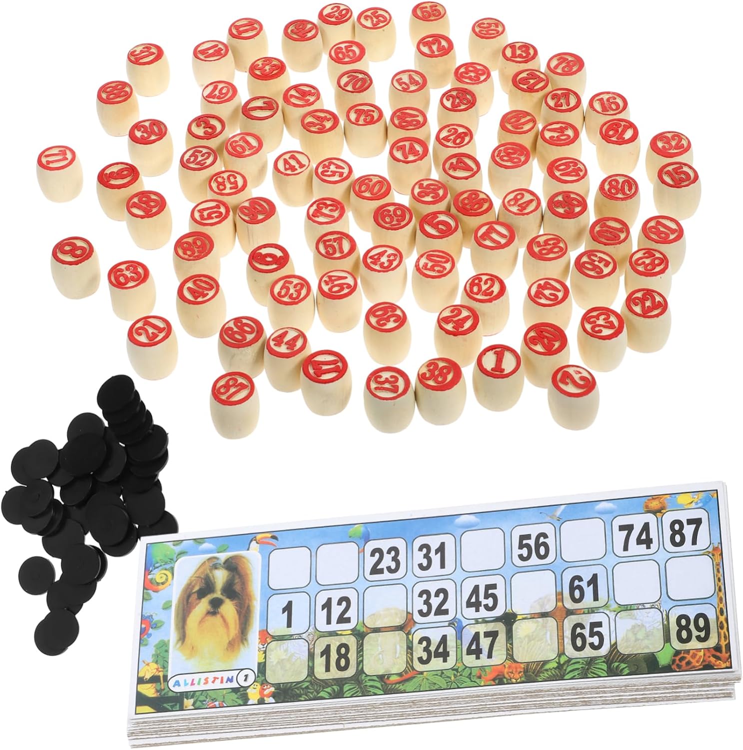 1set Wooden Russian Lotto Game Set Number Card Bingo Game for Family Fun Compact Diameter Chips and Cards for Gatherings and Parties