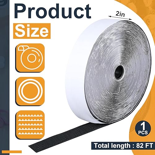 Miniatura 2 de Maitys 2 Inch x 82 ft Hook and Loop Tape with Adhesive Heavy Duty Strips Hook and Loop Strips Double Sided Hook Loop Rolls Industrial Strength