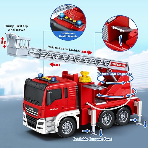 Miniatura 2 de Juguetes para niños de 3, 4, 5, 6, 7, 8 años, juguete de camión de bomberos grande, camión de bomberos alimentado por fricción con luces y sonidos