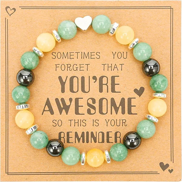 VICKHU Beaded Bracelets for Women Encouragement Healing Natural Gemstone Butterfly Heart Bracelets Gifts for Women Mom Daughter Wife Sister Coworker Friend teacher on Christmas Thanksgiving