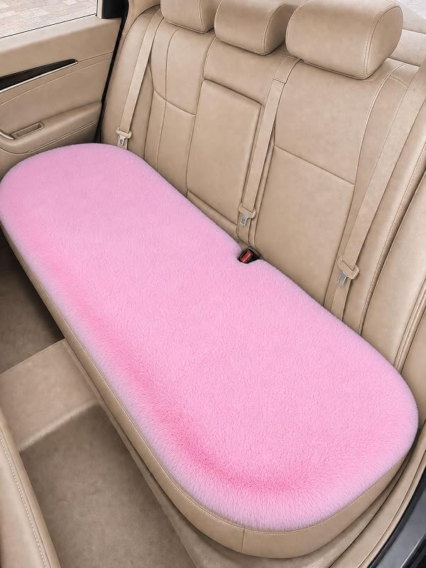 Capa de banco traseiro automotivo acdiac em pelúcia sintética rosa para assento, encaixe amplo, 1 unidade
