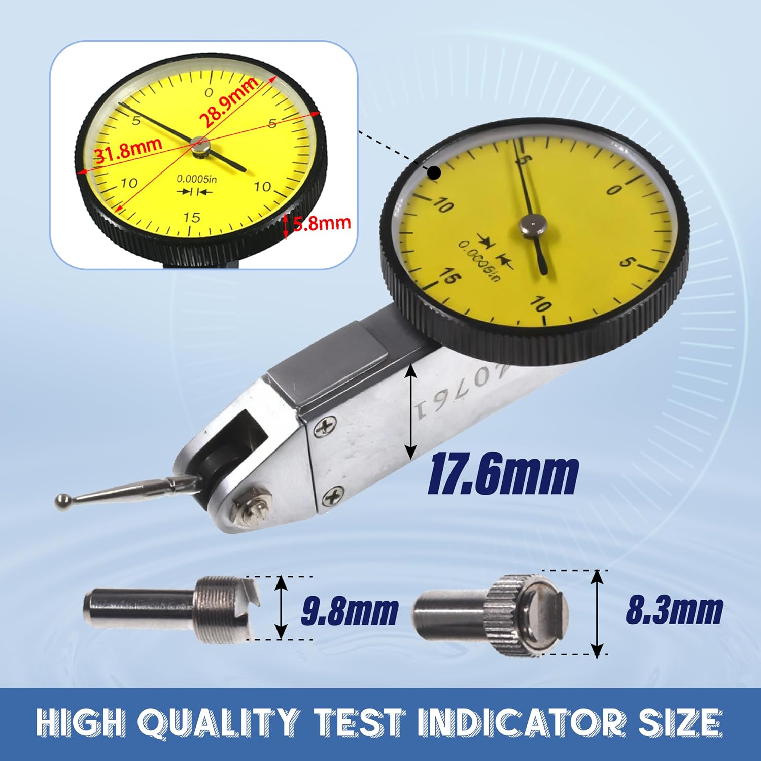 HGC Precision Yellow 0.030" Test Indicator 0. 0005" GR Dial Reading 0-15-0 New