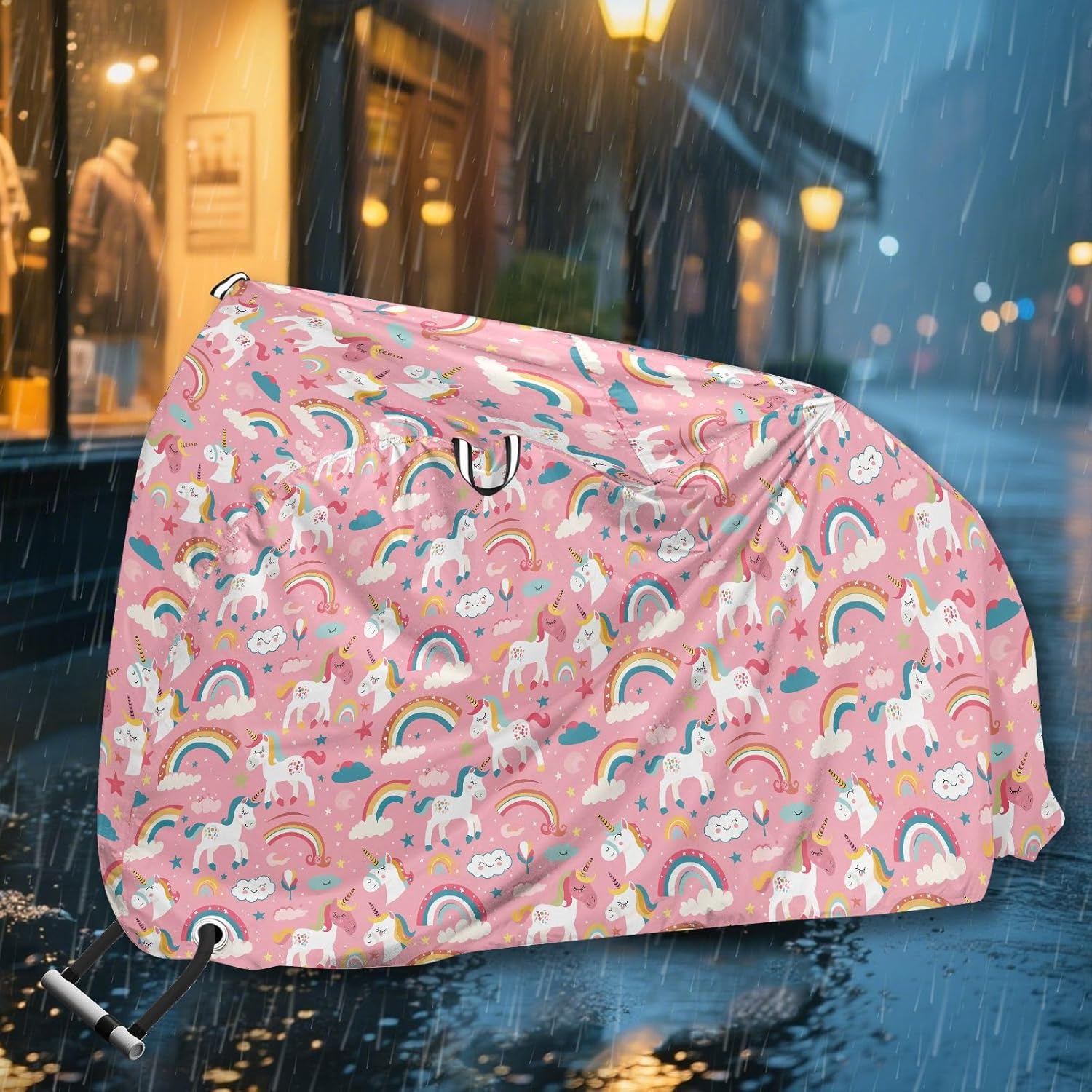 ALAZA Unicorn Rainbow Bike Cover Waterproof Outdoor Ebike Bicycle Covers Tarp Protection for 1/2 Bikes, Sun UV Dust Wind Proof