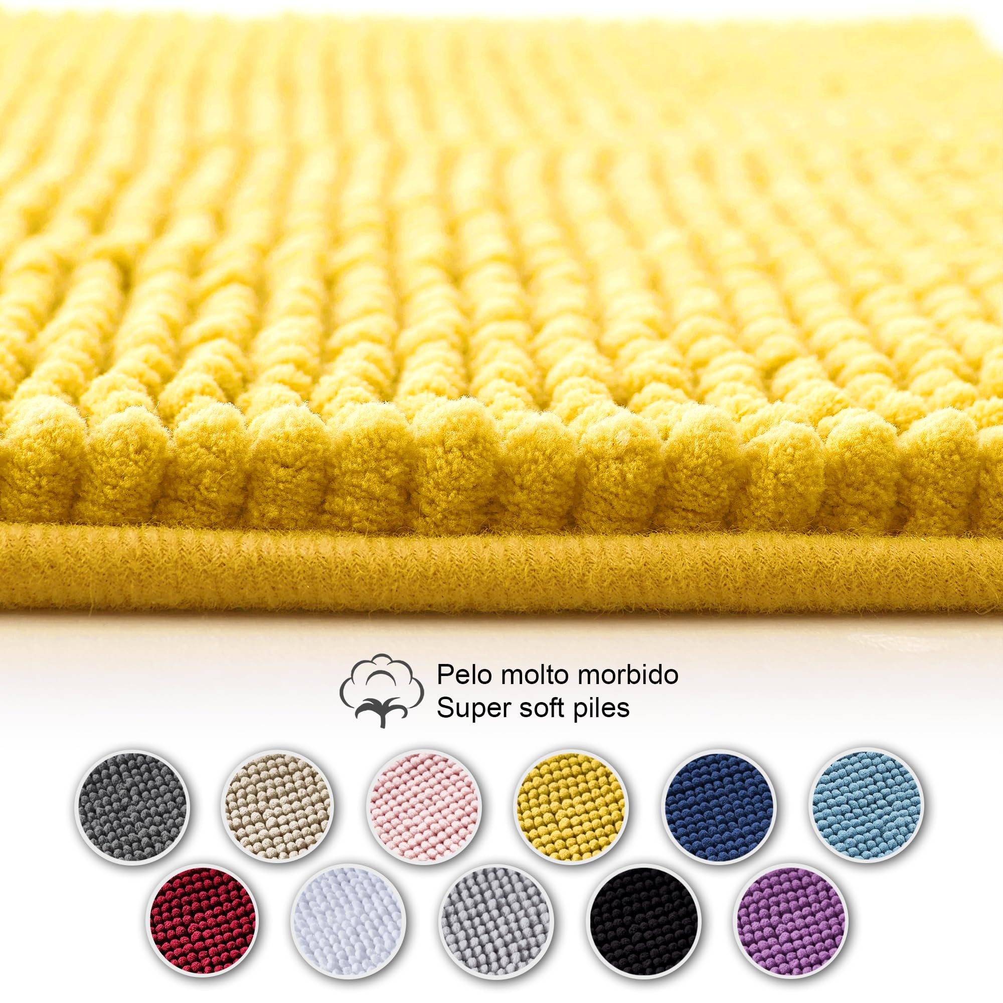 Yeaban Tappeto da bagno 61 x 152,4 cm, in ciniglia, spesso, lungo e assorbente, lavabile, extra large, antiscivolo, per bagno, doccia, lavandino, colore: rosa acceso