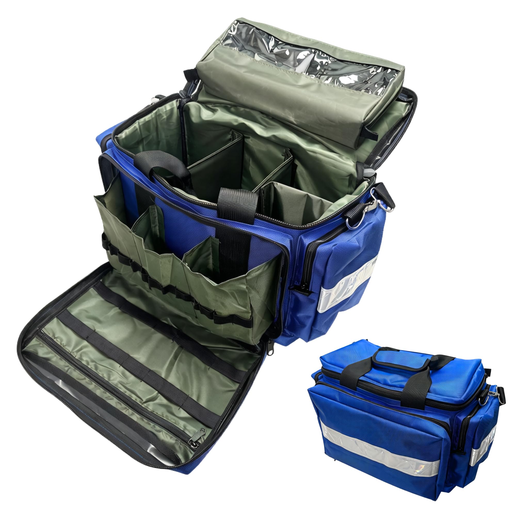 Borsa di pronto soccorso vuota grande, borsa di emergenza vuota, borsa sanitaria per assistenza domestica, medico, viaggi ed emergenze (blu)