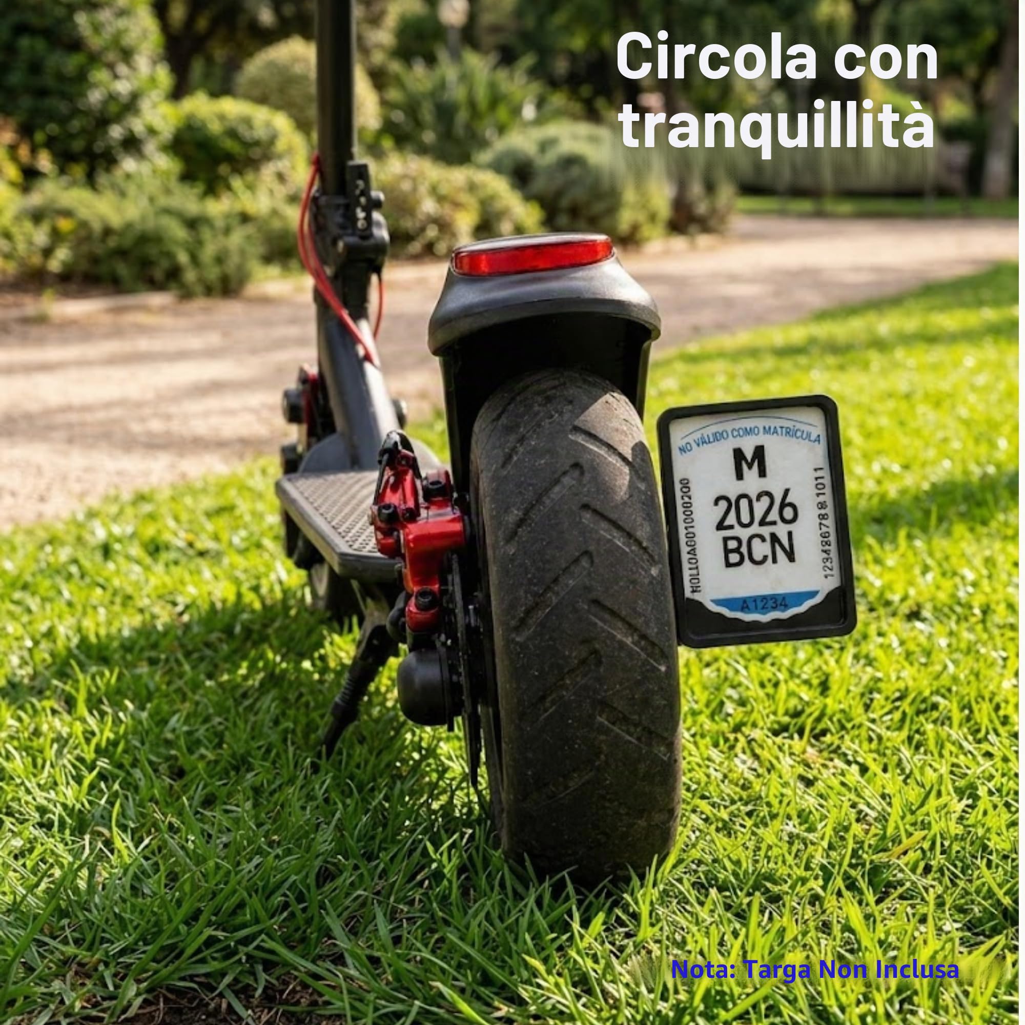Portatarga Laterale Flessibile per Monopattino Elettrico VMP, Fissaggio a Vite (foro 12mm), Protezione Trasparente Rimovibile, Prodotto in Spagna