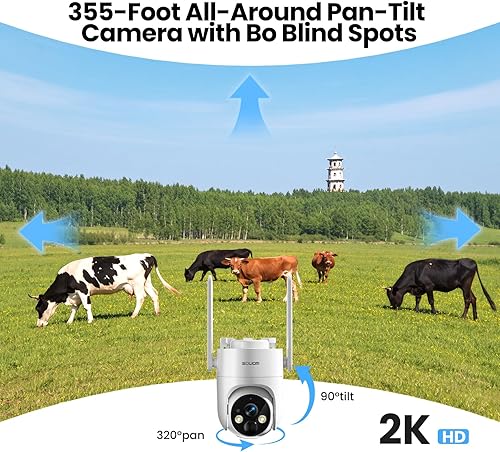 Miniatura 8 de SOLIOM Cámara de seguridad celular S90 4G LTE, sin cámara de seguridad WiFi inalámbrica al aire libre, alimentación solar, vista en vivo de 360,