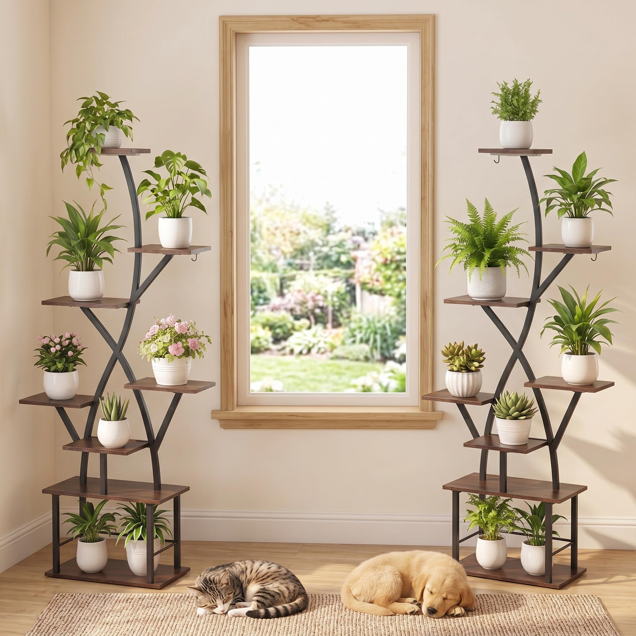 Photo 1 of ***MISSING PIECES -SELLING AS IS *** Plant Stand Indoor with Grow Lights 1 Pack Corner Plant Stands 8 Tiered 64" Tall Plant Shelf for Indoor Growing Multiple Metal Flower Holder Home Decor Plant Rack for Living Room Patio Balcony