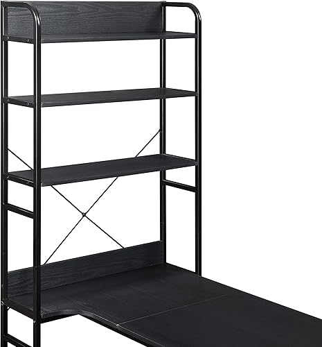 Miniatura 9 de Escritorio multifuncional para computadora de oficina en casa con estantería abierta de 5 niveles mucho espacio de almacenamientomarco de acero y