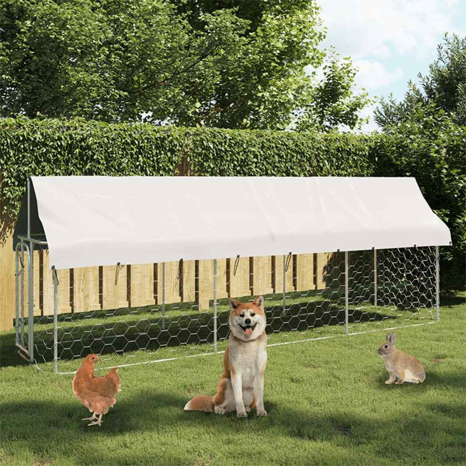 Outdoor dog kennel with roof 400x100x150 cm