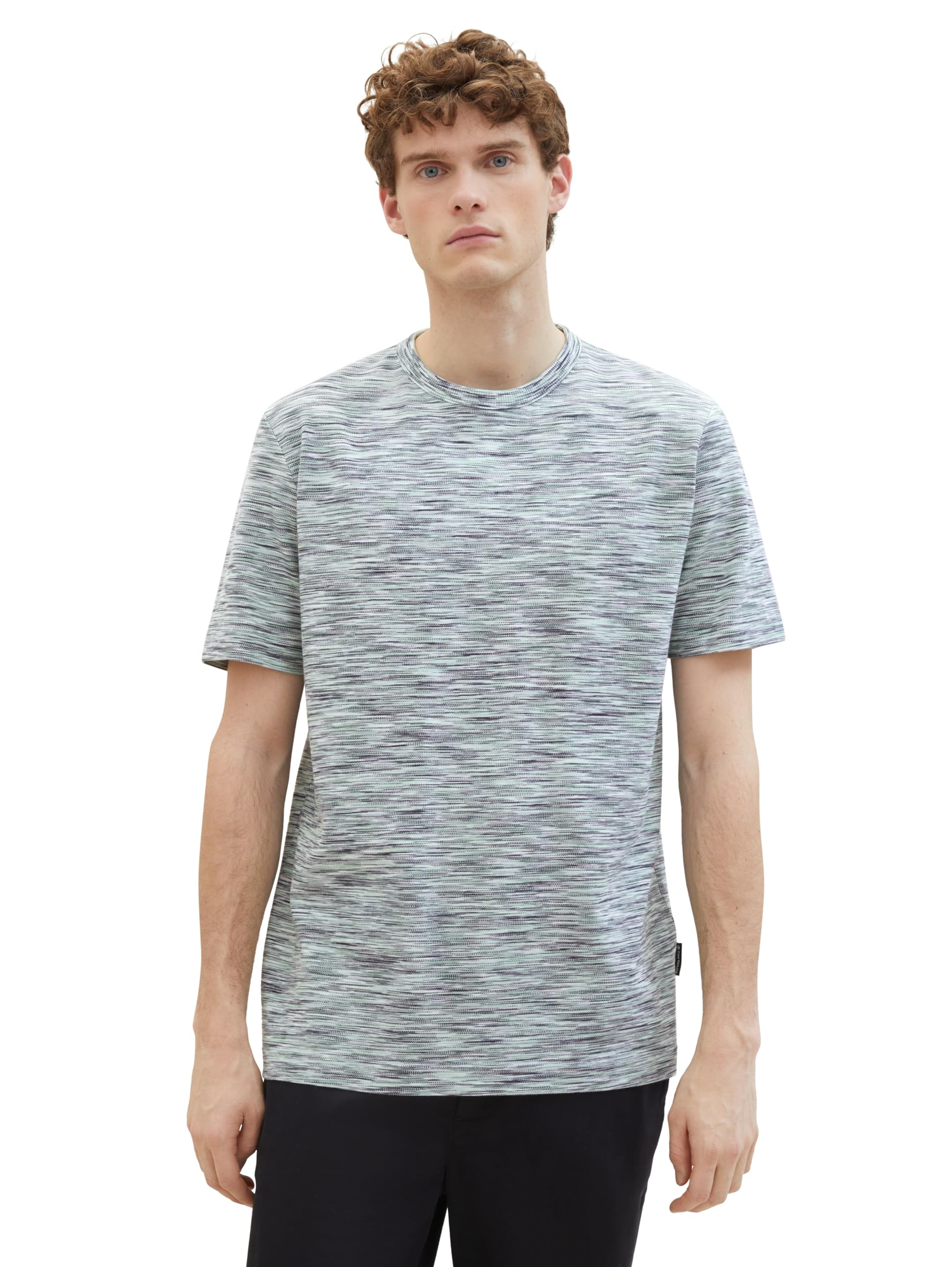 TOM TAILOR Men's T-Shirt, 35056 - Navy White Spacedye Pique, L