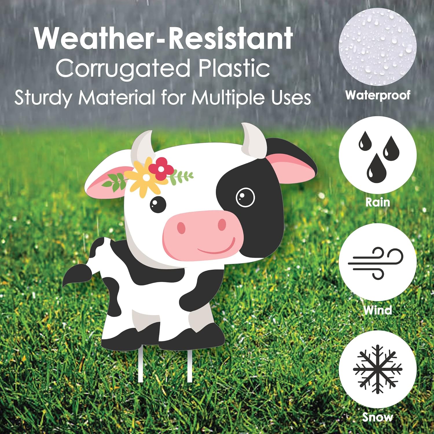 Big Dot of Happiness Girl Farm Animals - Lawn Decorations - Outdoor Pink Barnyard Baby Shower or Birthday Party Yard Decorations - 10 Piece