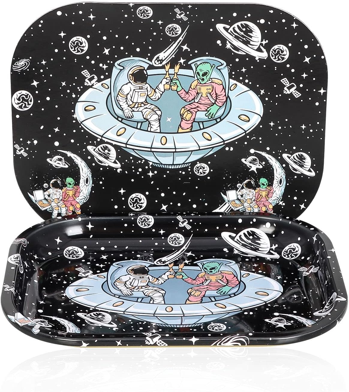 Rolling Trays with Lid,Astronaut in Space Metal