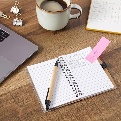 Miniatura 2 de Juvale School Supplies Pocket Notebook & Pen - 4 x 5.5 in, Brown Cover, 6-Pack - Lined Mini Notepad Spiral Journal with Elastic Pen Holder - 65 Tabs