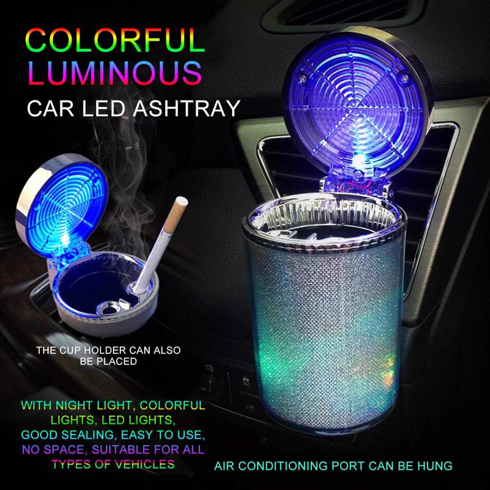 Posacenere Auto Con LED E Apertura Automatica – Elegante, Ignifugo, Per BMW Audi VW Ford E Molti Altri