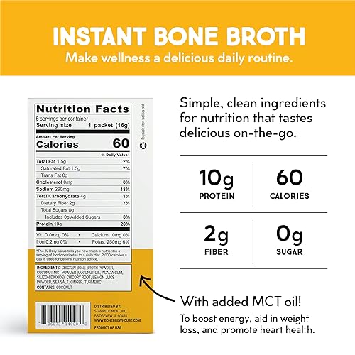 Miniatura 2 de Bone Brewhouse - Polvo de proteína de caldo de hueso de pollo - Sabor limón y jengibre - Apto para dieta keto y paleo - Caldo de sopa instantánea -
