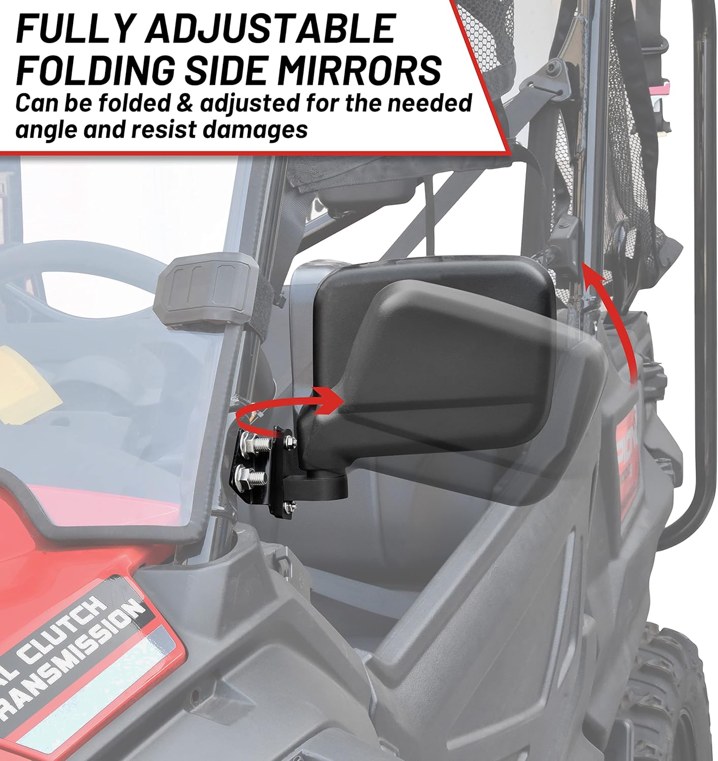 SAUTVS Adjustable Side Mirrors for Honda Pioneer 1000 16-25, High-definition Clear Wider Folding Exterior Side Rearview Mirror for Honda Pioneer 1000 2016-2025 Accessories, 2PC, Replace# 0SV05-HL4-202