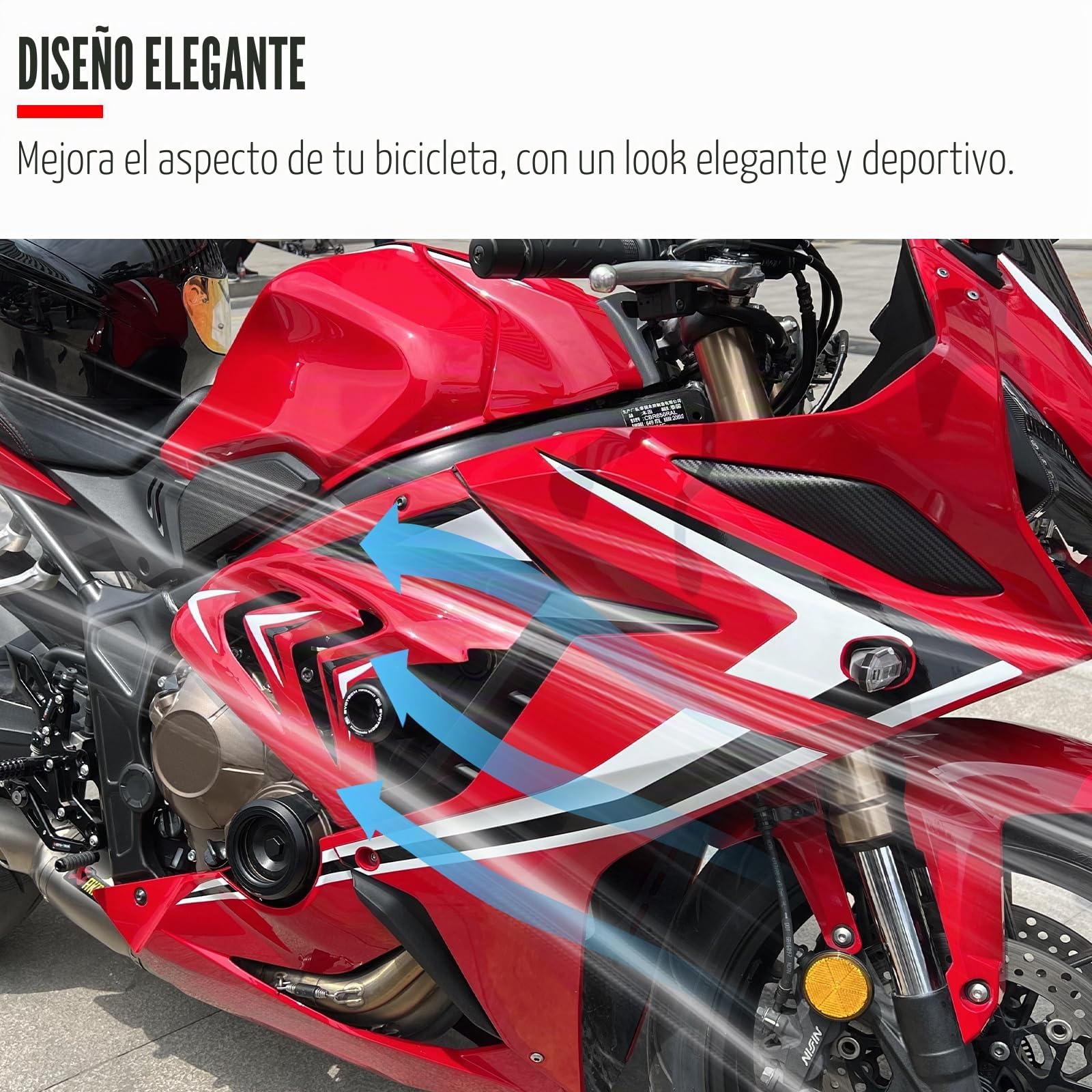 WOOGA Cubierta de carenado panel lateral marco del motor de la motocicleta Cubiertas decorativas de ajuste de protección para Ho&nda CBR650R CBR 650R CBR 650 R 2019-2023 (Rojo)