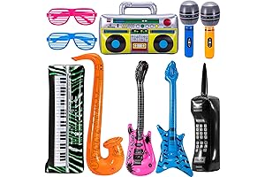 10-Pack Inflatable Rock Star Toy Set—Saxophone Included