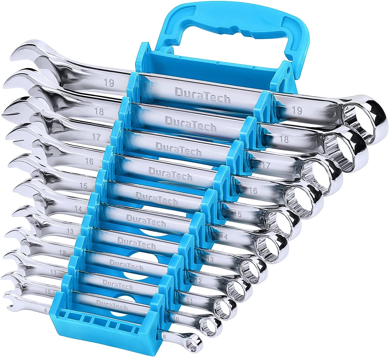 DURATECH Combination Wrench Set, Metric, 11-Piece, 8, 10, 11, 12, 13, 14, 15, 16, 17, 18, 19mm, 12-Point, CR-V Steel, with Plastic Tray