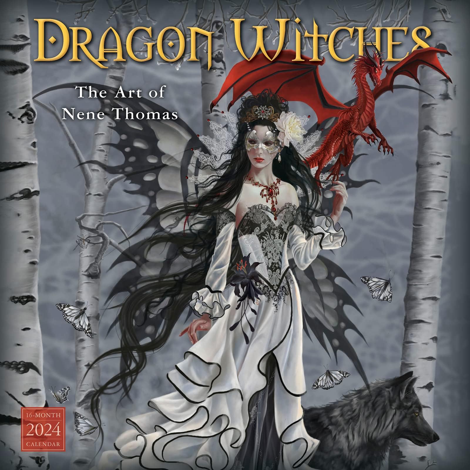 Dragon Witches 2024 Wall Calendar, 16-Month Fantasy Calendar — The Art of Nene Thomas, 12" x 12"