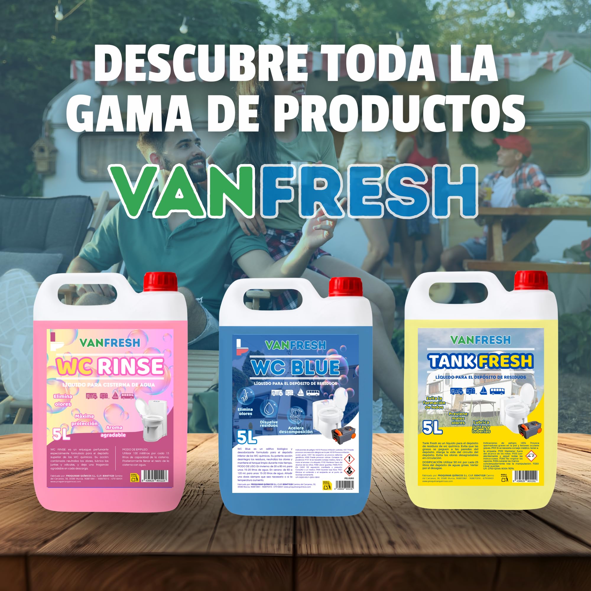 Vanfresh WC Blue – Líquido para Depósito de WC Químico 5L | Aroma Fresco, Limpieza y Control de Olores para Inodoros Portátiles, Autocaravanas y Camping