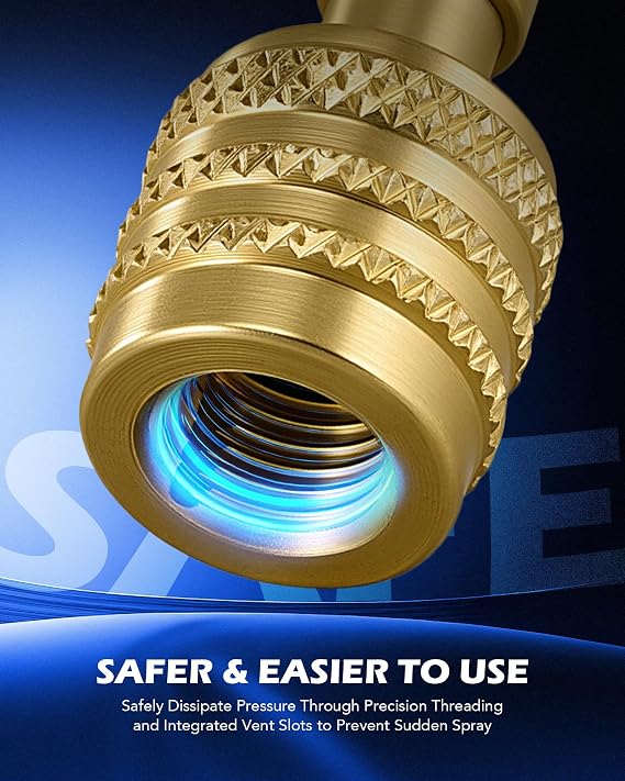 OMT A2L Refrigerant Adapter Set for R32 and R454B with Reverse Thread | Brass Construction; Zero-Leak Design; Vent Grooves; 1/4 LH Threads; Fitting Tool for HVAC Technicians