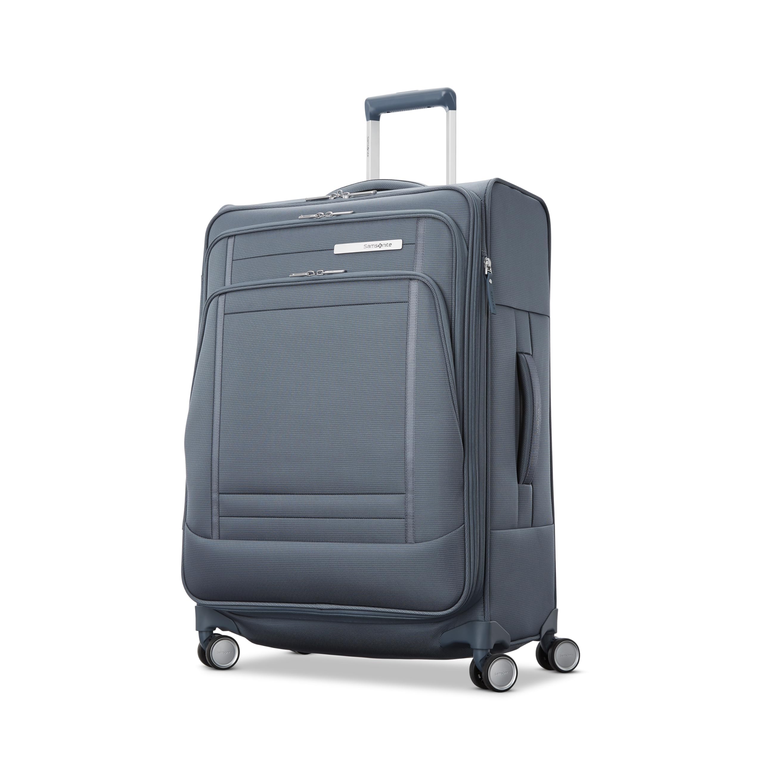 UpLIFT Lightweight Medium Checked Softside Luggage with Spinner Wheels - Expandable - Airline-Approved, Polyester Soft Suitcase for Ultra Light Travel - Elemental Blue