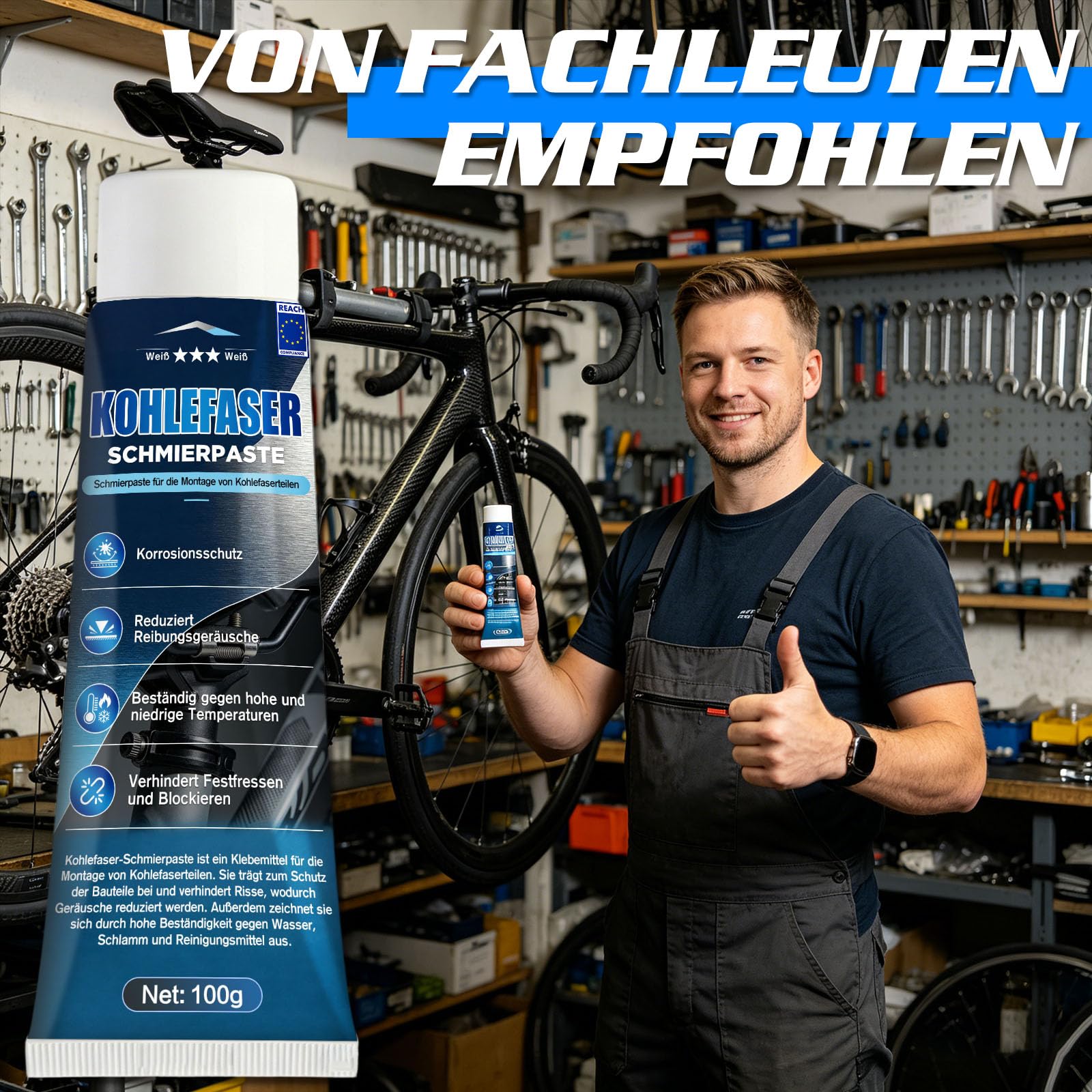 100g Carbon Paste Fahrrad Montagepaste für eine reibungsarme Leistung, für Carbon-Komponenten, Anti Seize& Kalt Schweißen, Mikrosandgestrahltes Fett für die Montage
