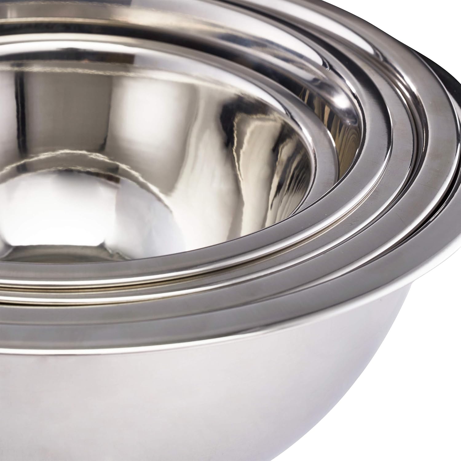 Relaxdays Mixing Bowl Set 5-Piece Stainless Steel Bowl Set for Baking and Serving Stackable Salad Bowl Silver
