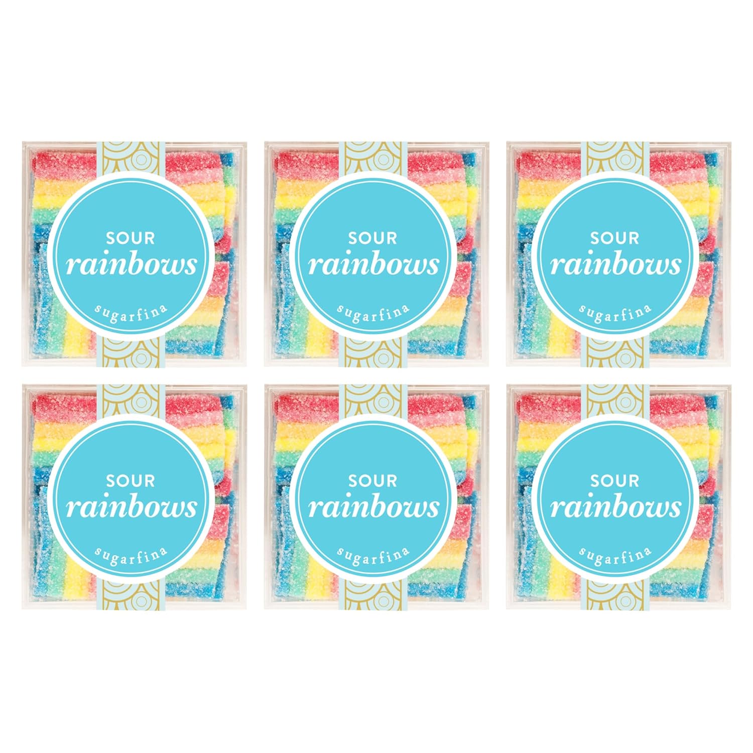 Sugarfina Sour Rainbows Small Candy Cube, Gummies, 3.2 oz, 6 Count