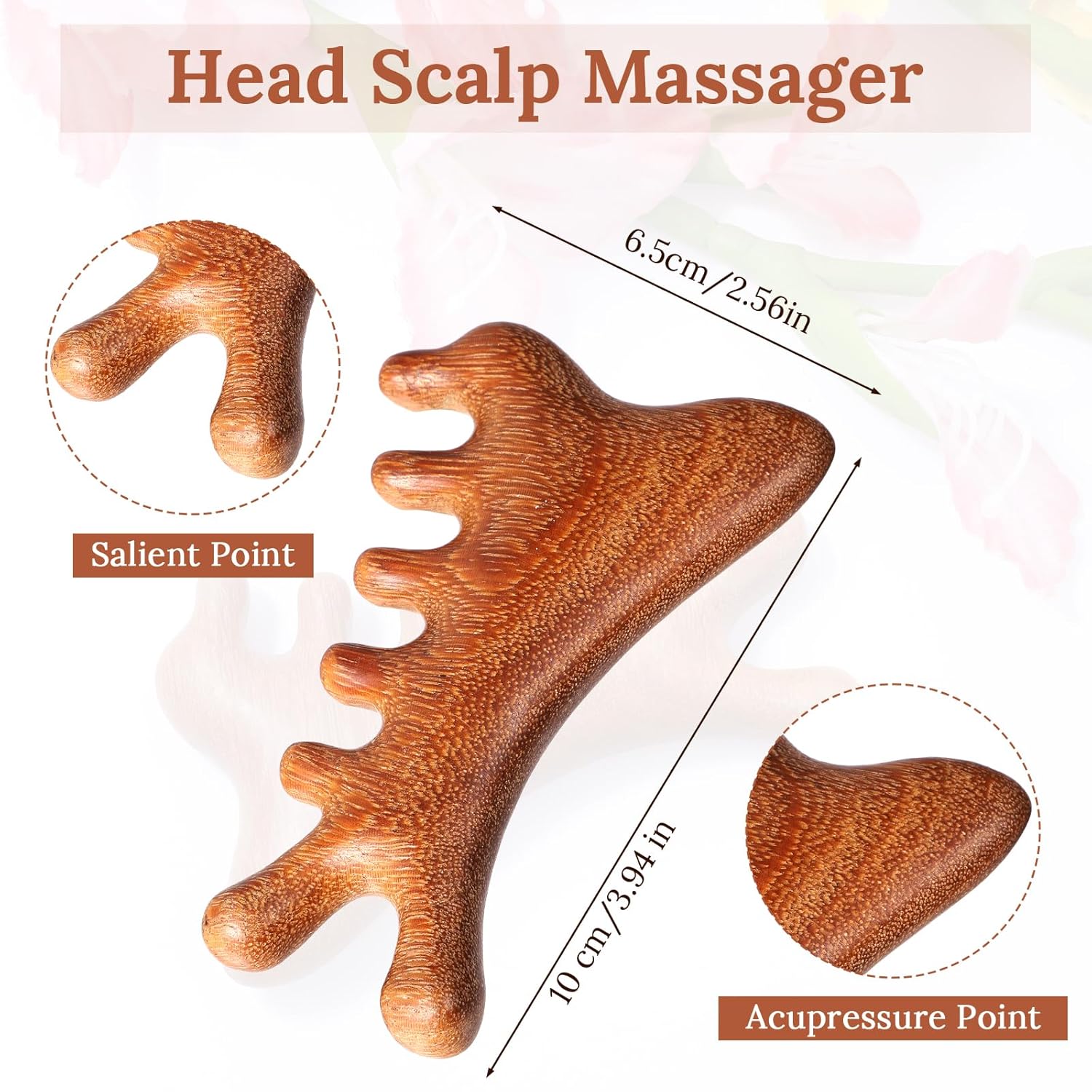 2PCS Massage Comb Wooden Scalp Massager Scalp Combs Sandalwood Comb for Head Neck Therapy Face Care Relaxation - Image 3