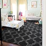 HOMORE Geometric Shag Rug for Bedroom, 5'x7' Rugs for Living Room, Soft Trellis Area Rug for Kids Nursery Dorm, Memory Foam Bedside Rug Indoor Floor Carpet, Gray/White