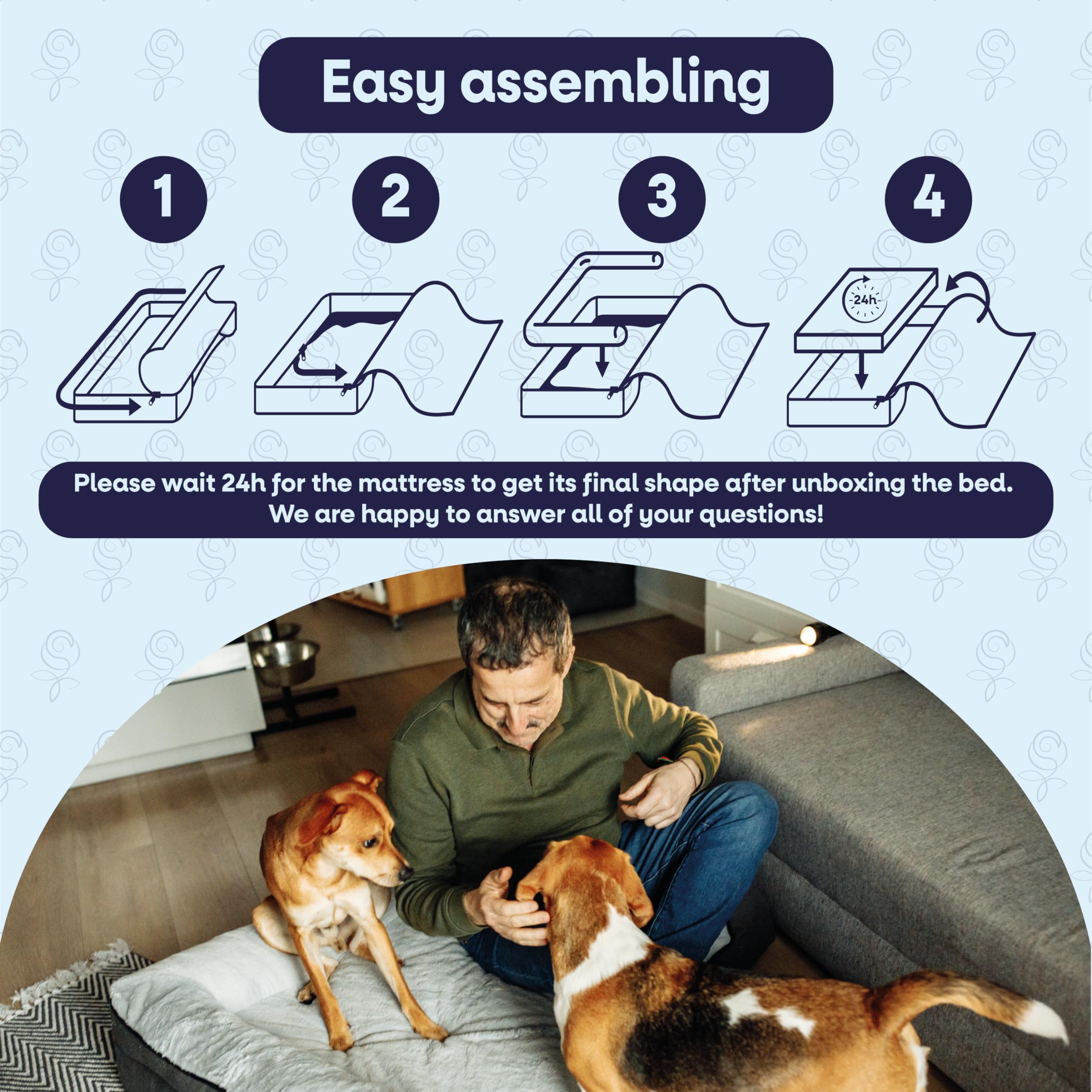Cama ortopédica para perros: camas blandas para perros grandes y medianos, camas para mascotas, camas para perros lavables, sofás para perros, camas para perros grandes XL (106x80x20 cm)